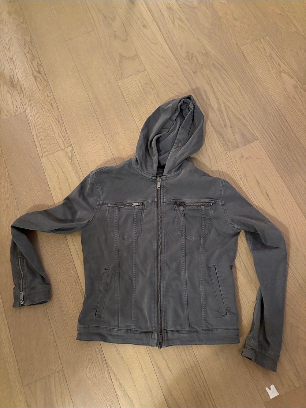 John Varvatos Dark Gray Hooded denim  Jacket